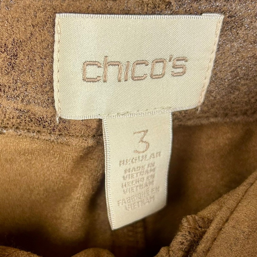 NEW Chico's Ultimate Fit Faux Suede Slim Pants Women 3 XL Brown Worn Luggage - Picture 13 of 13